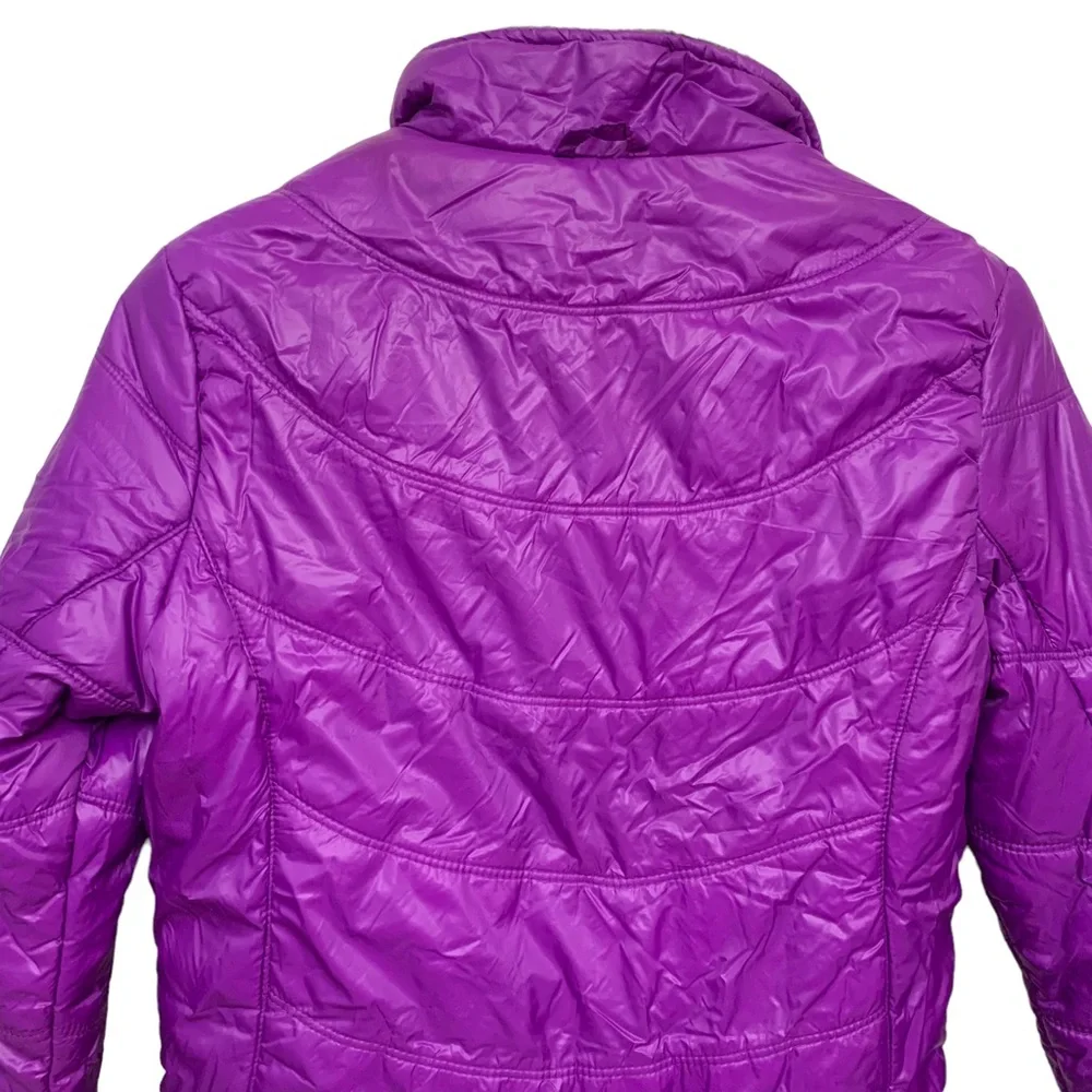 Purple Puffer Jacket Lightweight Quilted Zip Front Coat